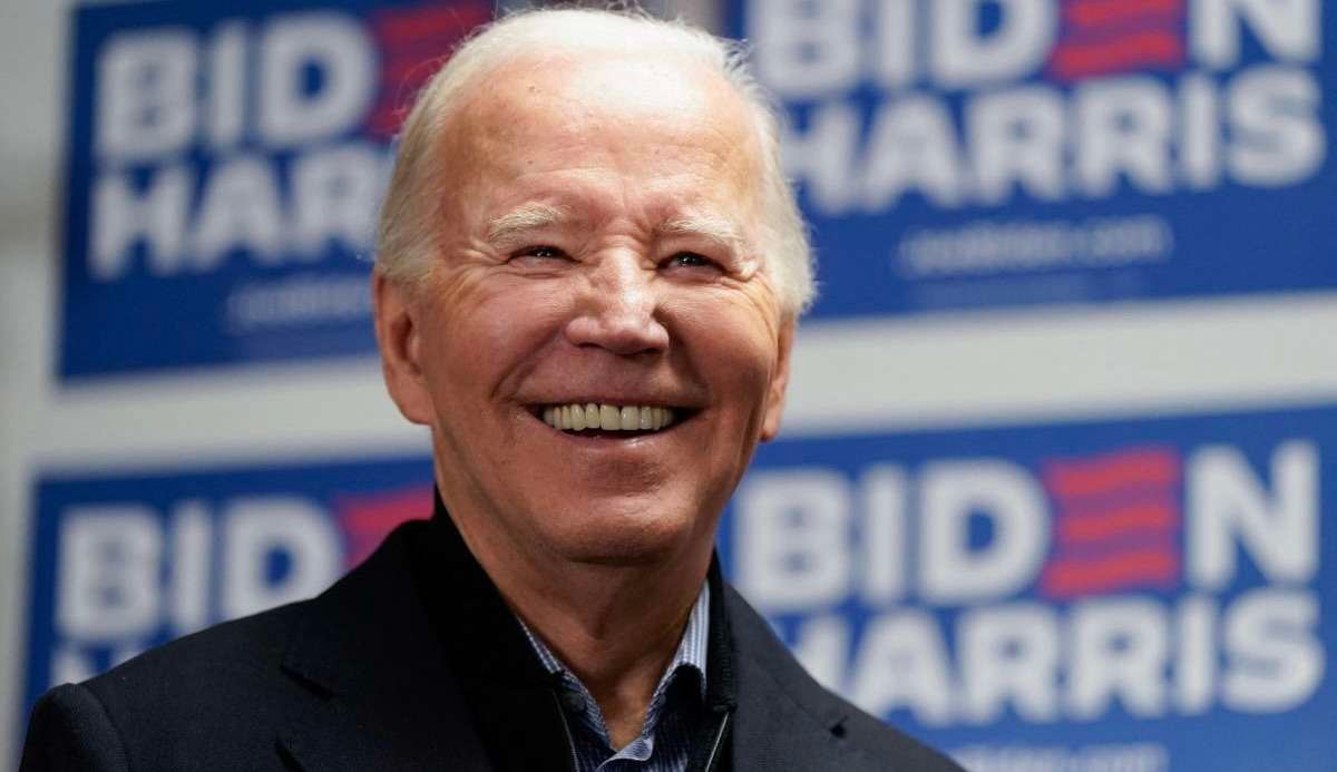 U.S. President Joe Biden reacts as he attends the opening of the Biden for President campaign office in Wilmington, Delaware, U.S., February 3, 2024. REUTERS/Joshua Roberts