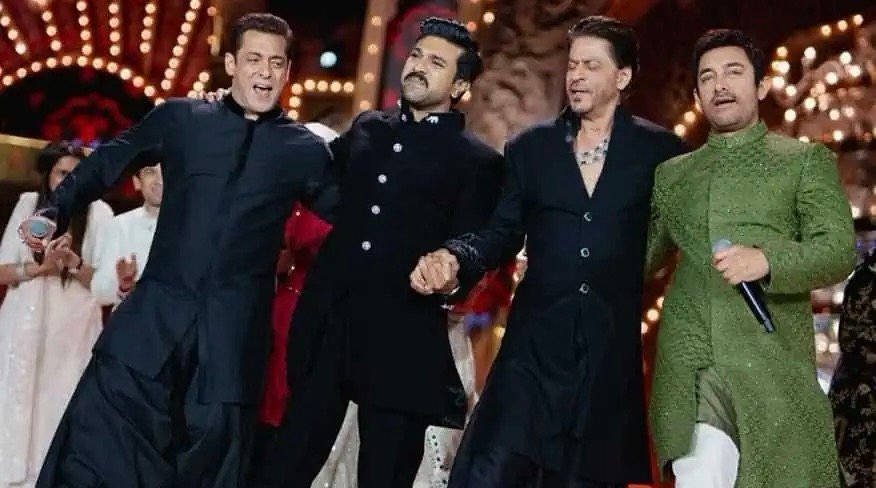 Bollywood Icons Shah Rukh Khan, Salman Khan, Aamir Khan, and RRR Star Ram Charan Steal the Show at Anant Ambani’s Pre-Wedding Bash