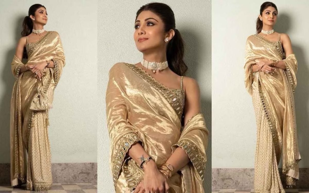 Shilpa Shetty’s Ethereal Gold Saree Looks at Rakul Preet Singh’s Wedding