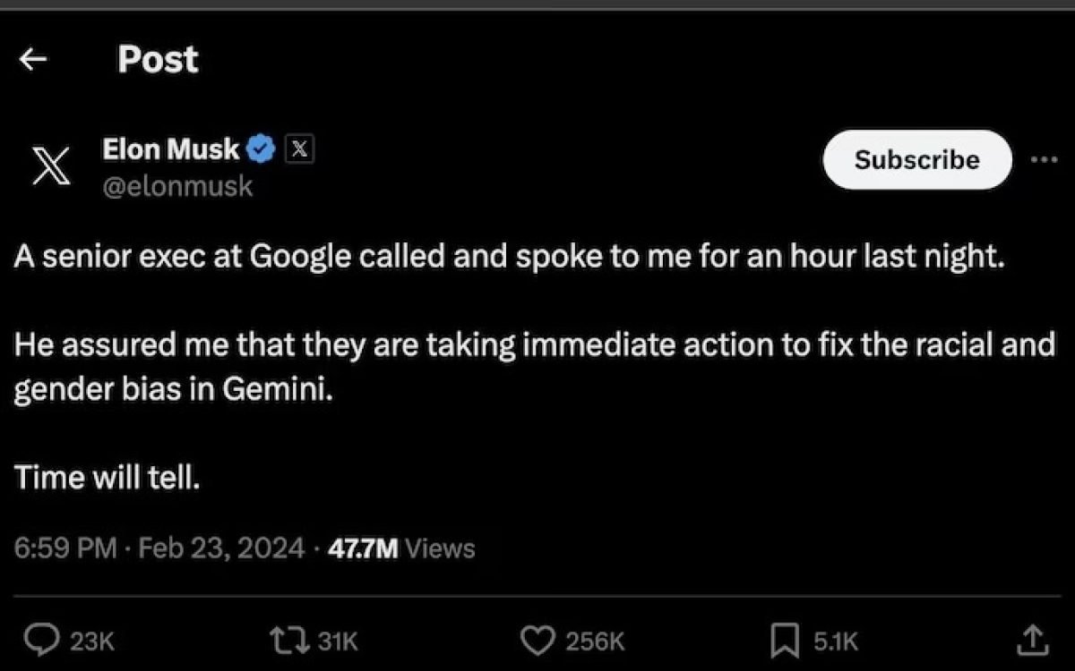 Elon Musk’s Critique and Google’s Response: Unveiling the Gemini AI Controversy